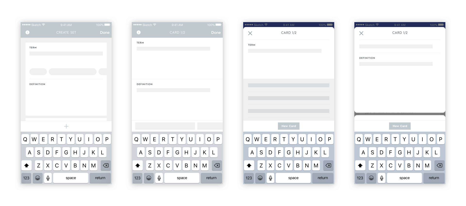 CreateSet Wireframes